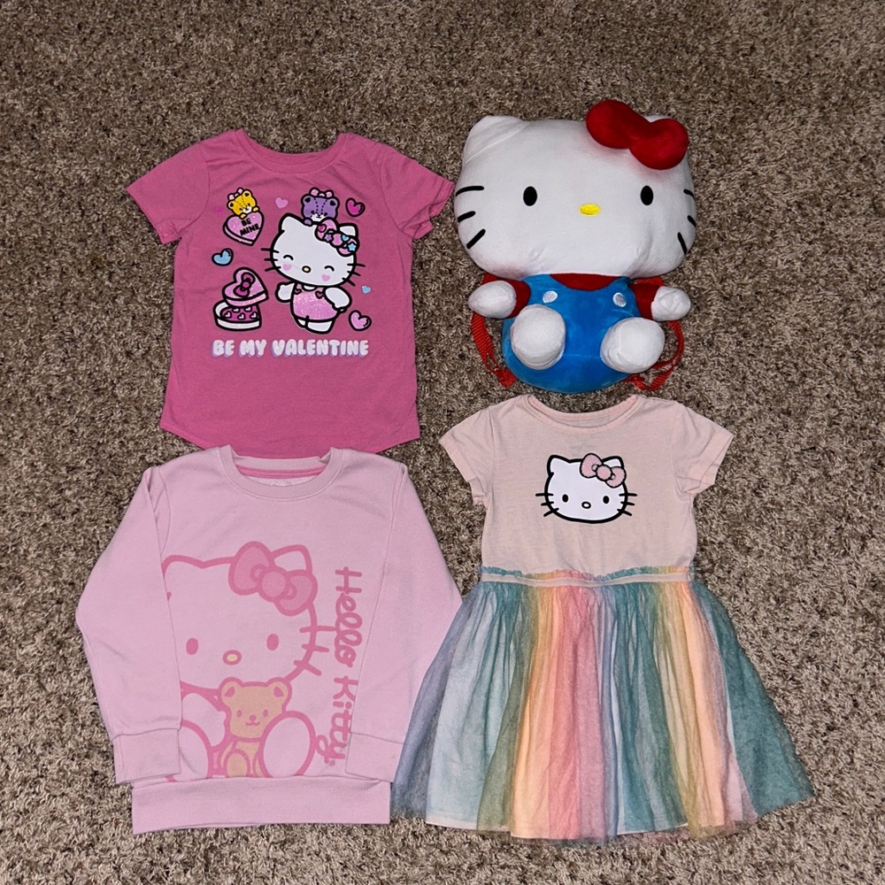 XS(4/5) Girls’ Hello Kitty Clothes & Plush Backpack